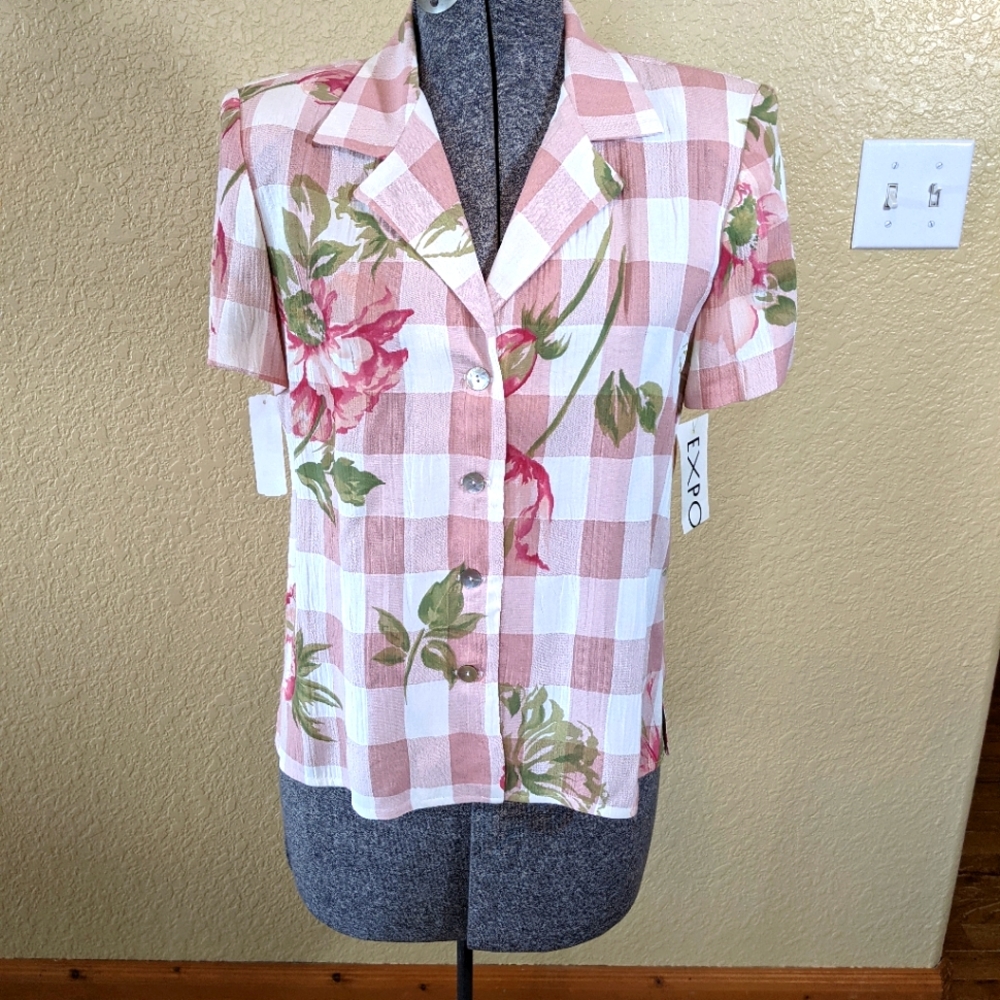 NWT Vintage Expo Blouse Cottagecore Floral 80s